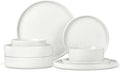Herogo 8 Piece Dinnerware Sets with Pasta Bowls for 2, Dinner Salad Plates and Cereal Serving Bowls, Stoneware Dishes Dinner Ware for Kitchen Dining, Chip & Scratch Resistant Dishware, Speckled White