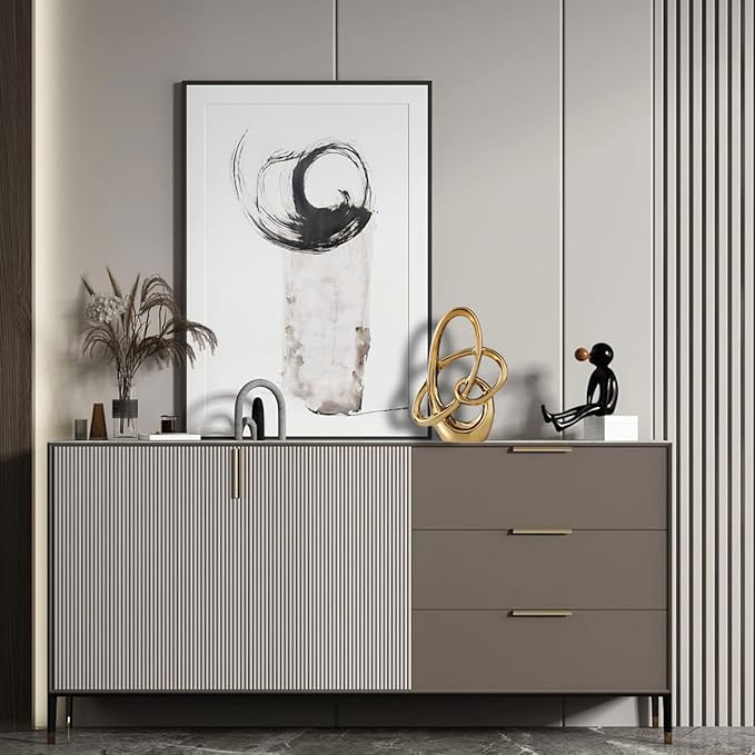 Modern Gold Knots Decor Ceramic Statue - Abstract Home Accent & Tabletop Figurine for Living Room, Bedroom, Bathroom, Office, Shelf, Mantel - Wedding, Coffee Table, Dining Room Centerpiece Decoration