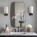 ANDY STAR Oval Bathroom Mirror, 24x32’’ Matte Black Metal Frame Oblong Mirror for Bathroom, Modern Black Oval Bathroom Mirror for Over Sink, Hangs Horizontal or Vertical