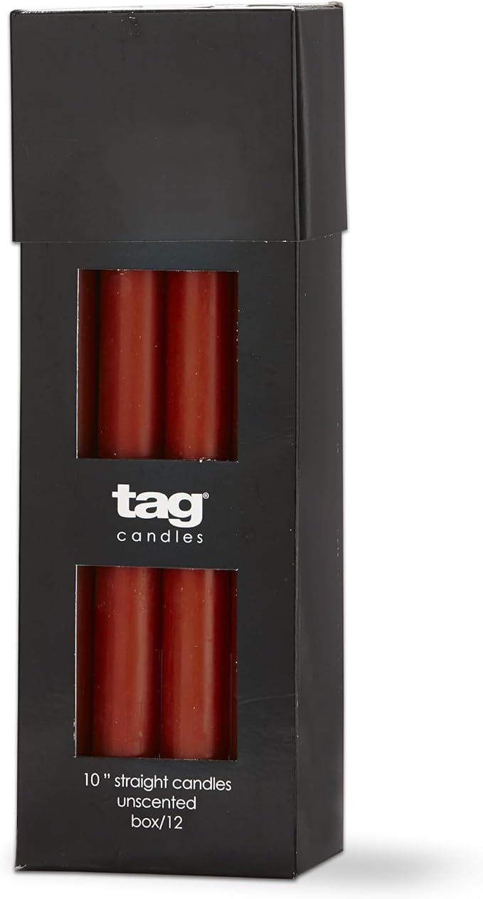 tag Color Studio 10" Straight Taper Unscented Smokeless Paraffin Wax Candle Burnt Siena Burn Time 10 hrs.Sold in Units of 1 10" Burnt Sienna