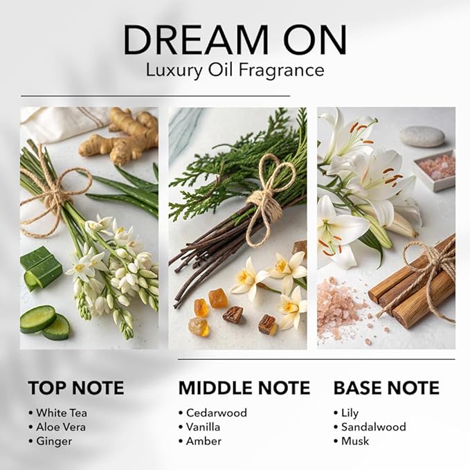Dream On Diffuser Oil, 50mL 1.6 FL Oz, Luxury Hotel Scent Diffuser Oil for Home, Office & Spa, Fragrance Essential Oils for Aromatherapy, Aloe Vera & Cedarwood