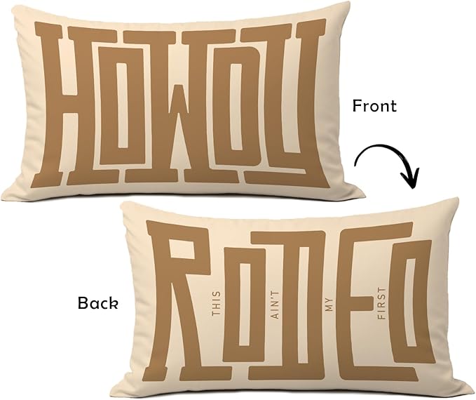 Western Howdy Brown Pillow Covers 12x20,This Ain't My First Rodeo Farmhouse Southwestern Ranch Lumbar Pillow Covers for Couch Bed, Western Home Room Decor (Brown)