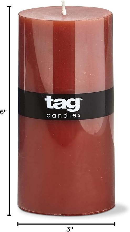 tag Color Studio 3X6 Pillar Burnt Siena Smokeless Paraffin Wax Burn Time 85 Hours 3x6 Burnt Sienna