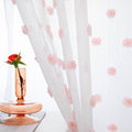 MYSKY HOME Pink Curtains for Girls Bedroom Nursery Pom Pom Curains for Girls Kids Room 63 Inch Long White Sheer Curtains for Dining Room Playroom Rod Pocket Window 38" x 63" 2 Pieces