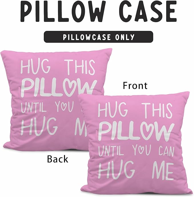 Sufamb Hug This Pillow Until You Can Hug Me Throw Pillow Covers Decor, 24'' x 24'' Pillow case, Boyfriend Girlfriend Birthday Gifts，Long Distance Relationships Gifts， Valentine's Day Gifts(Lilac)