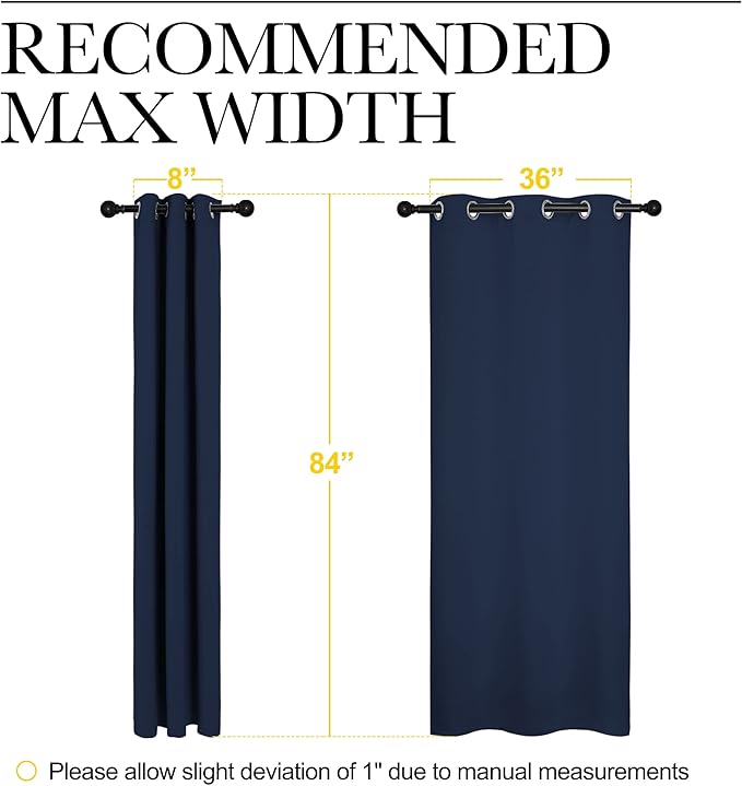 NICETOWN Window Treatment Energy Saving Thermal Insulated Solid Grommet Blackout Curtains/Drapes for Living Room (Navy, 1 Pair, 42 by 84-Inch)