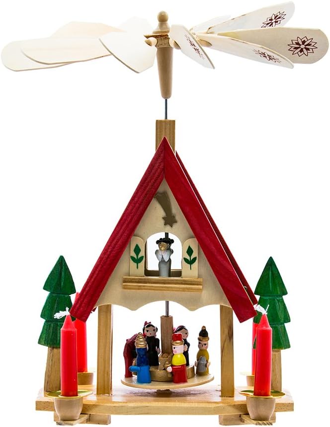 Kurt Adler Wood Alpine House Carousel with Candles, 12-Inch