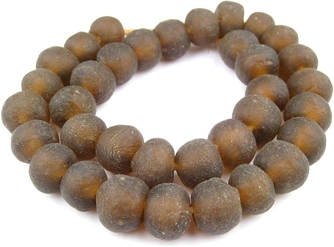 Jumbo Recycled Glass Beads, 21–25mm – African Sea Glass for Wall Hangings, Coffee Table Decor, Shelf Styling, and Home Accents – (Mocha) – The Bead Chest