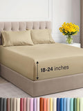 Extra Deep Twin XL Sheet Set - 4 Piece Breathable & Cooling Sheets - Hotel Luxury Bed Sheets Set - Easy & Secure Fit - Soft, Wrinkle Free & Comfy Sheets Set - Beige Sheet Set with Extra Deep Pockets