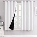 ChrisDowa White 100% Blackout Curtains for Bedroom with Black Liner, 2 Thick Layers Total Blackout Thermal Insulated Grommet Window Curtains 2 Panels Set (Pure White, 52 x 54 Inch)
