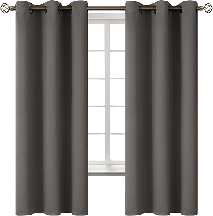 BGment Blackout Curtains for Bedroom - Grommet Thermal Insulated Room Darkening Curtains for Living Room, Set of 2 Panels (42 x 63 Inch, Grey)