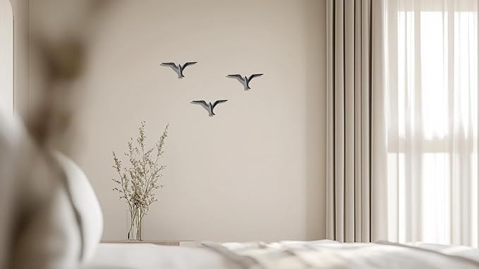 Ambipolar Iron Cast Decorative Gull Bird Wall Mounted Coat Hooks, Black, Set of 3
