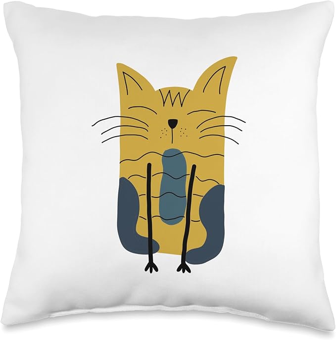 Cute Scandinavian Animals Designs Mom Scandinavian Lover Boho Cats Throw Pillow, 16x16, Multicolor