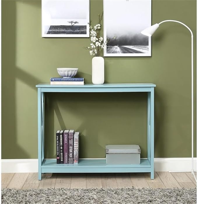 Convenience Concepts Oxford Console Table 39.5" - Sofa Table with Storage Shelf, Transitional Entryway Hall Table for Living Room and Bedroom, Display Foyer Table, Sea Foam Blue