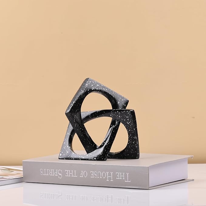 DOVDOV Black Home Room Decor, Geometric Knot Figurines, Unique Home Decor, Modern Decorations for Shelf Mantle Coffee Table tv Stand Console trinkets.