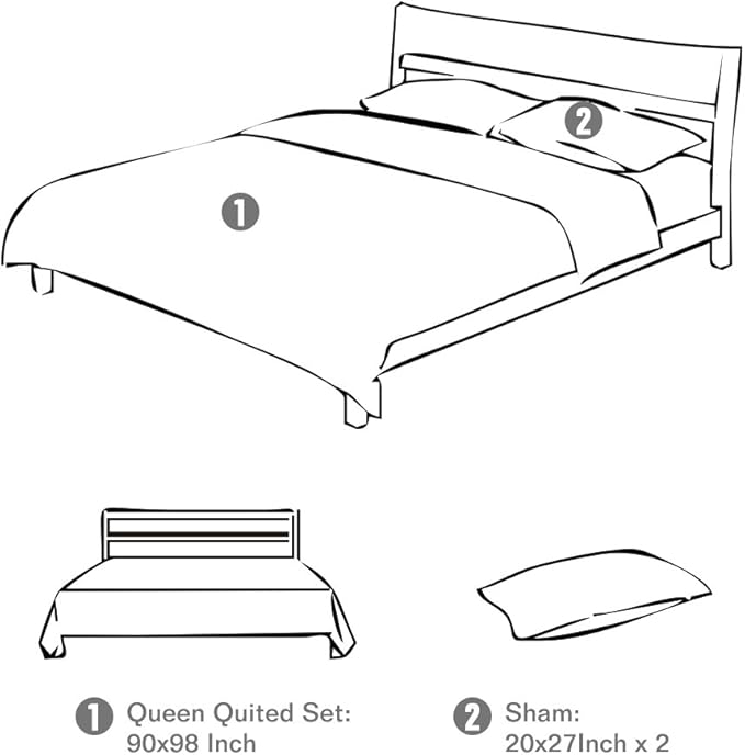 Travan 3-Piece Queen Quilt Sets with Shams Oversized Bedding Bedspread Reversible Coverlet Set, Queen Size