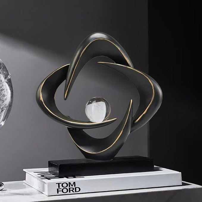 Modern Home Decor Abstract Decorative Sculpture Decorations for Living Room Dining Room Office, Resin Art Statues Coffee Table Bookshelf Decor Accents (Black)