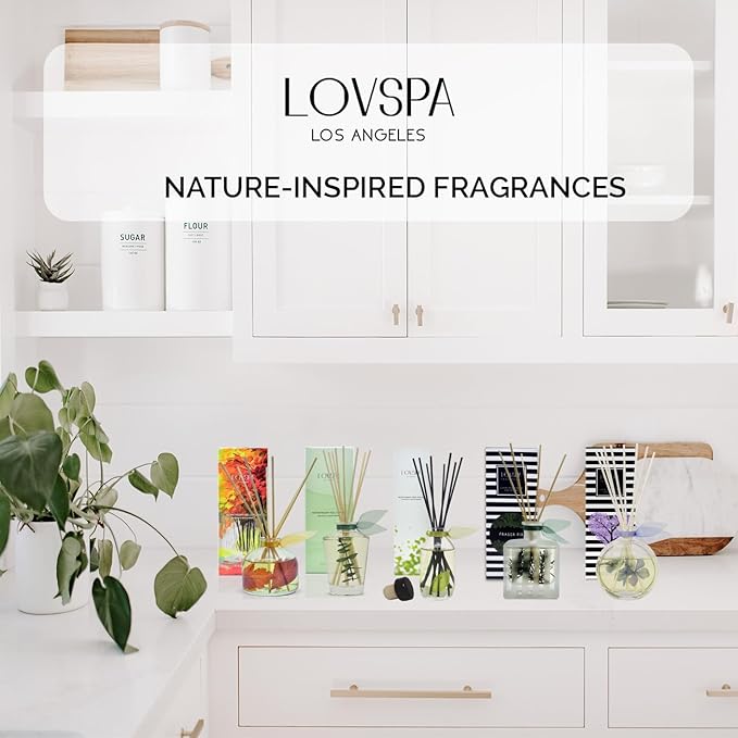 LOVSPA Reed Diffuser Set, Ocean Driftwood Scented Oil Diffuser with Sticks, Home Fragrance Accessories for Bathroom Shelf Decor, Aroma Diffusers for Home or Office Desk, USA Made