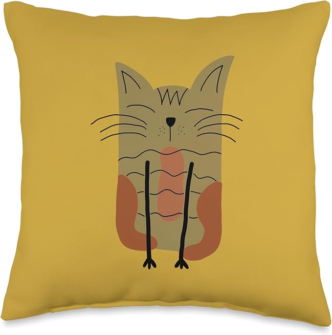 Cute Scandinavian Animals Designs Mom Scandinavian Lover Boho Cats Throw Pillow, 16x16, Multicolor