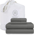 Threadmill Cotton Full Size Sheet Set| 100% Cotton Sheets for Full Size Bed | Solid Sateen Full Bed Sheets Set with 16” Elasticized Deep Pocket | Soft Breathable 4-Piece Cooling Sheet Set | Dark Grey