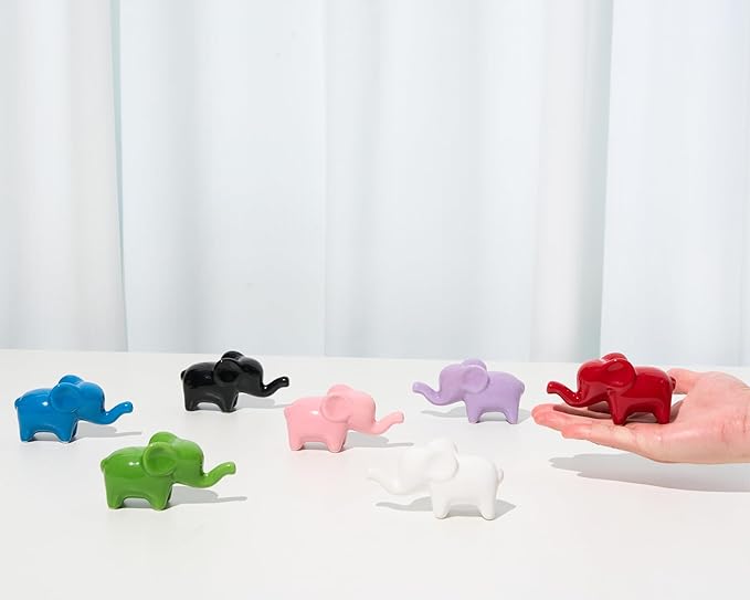 Small Elephant Statue Good Luck 2-Pack 4 inch Green Accent Small Knick Knacks Gifts, for Home Office Shelf Desk Coffee Table Decoration