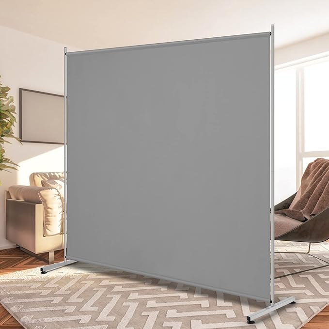 RANTILA Single Large Panel Room Divider, Privacy Screen for Office, Partition Separators, Freestanding Divider 71''W x 69.5''H, Grey