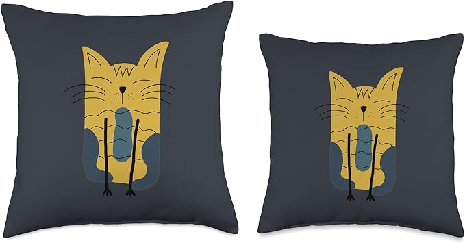 Cute Scandinavian Animals Designs Mom Scandinavian Lover Boho Cats Throw Pillow, 18x18, Multicolor