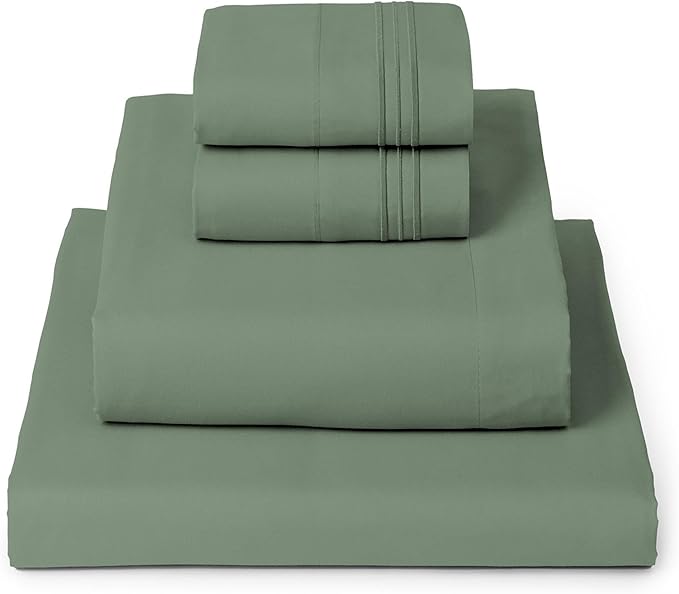 Mellanni Queen Sheets Set - 4 PC Iconic Collection Bedding - Hotel Luxury, Extra Soft, Cooling Bed Sheets - Wrinkle, Fade, Stain Resistant (Queen, Sage)