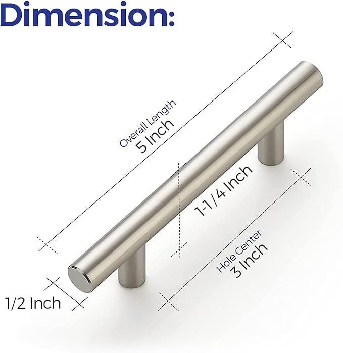 Ravinte 60 Pack | 5 Inch Cabinet Pulls Brushed Nickel Stainless Steel Kitchen Cupboard Handles Cabinet Handles 5 Inch Length, 3 Inch Hole Center