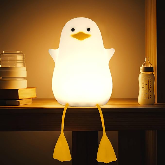 Attivolife Duck Night Light for Kids, Cute Animal Silicone Lamp Touch Control + Dimmable + Timer, USB Rechargeable LED Feeding, Bedside Bedroom Decor Birthday Gifts for Toddler Baby Women