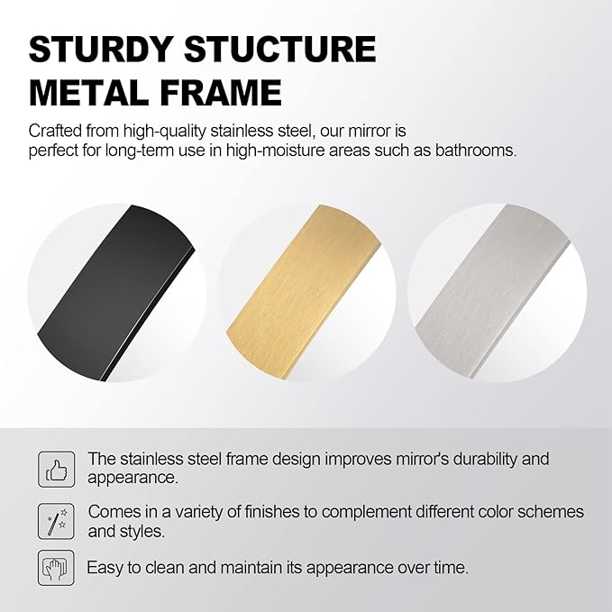 ANDY STAR Oval Bathroom Mirror, 24x32’’ Matte Black Metal Frame Oblong Mirror for Bathroom, Modern Black Oval Bathroom Mirror for Over Sink, Hangs Horizontal or Vertical