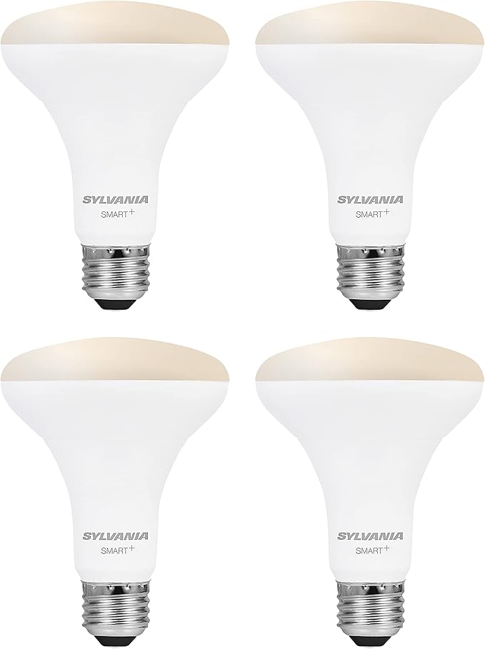 SYLVANIA Wifi LED Smart Light Bulb, 65W Equivalent Dimmable Soft White BR30, Compatible with Alexa and Google Home Only - 4 Pack (75689)