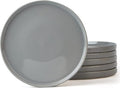 famiware Nebula 6 Pieces Salad Plates Set, 8 inch Dessert Plates, Scratch Resistant, Stoneware Dinnerware, Kitchen Modern Rustic Serving Dishes, Deep Gray