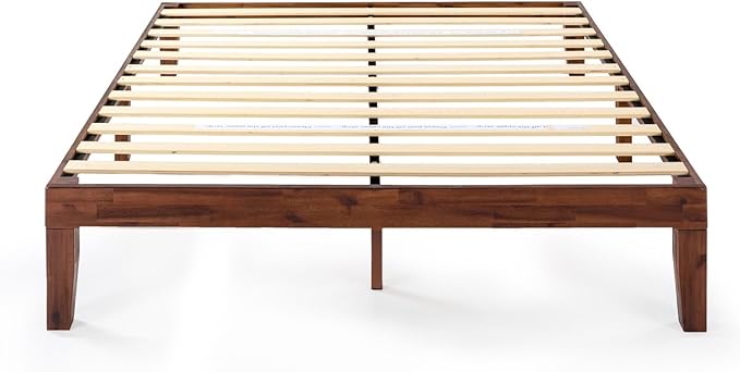 Mellow Naturalista Classic - 12 Inch Solid Wood Platform Bed with Wooden Slats, No Box Spring Needed, Easy Assembly, Queen, Espresso