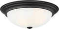 DESIGNERS FOUNTAIN Reedley 3-Lights Flush Mount Ceiling Light, 15 Inch Lighting Fixture for Kitchen, Bedroom, Bathroom, and Hallway, Matte Black with Etched Glass, 1257L-MB-W
