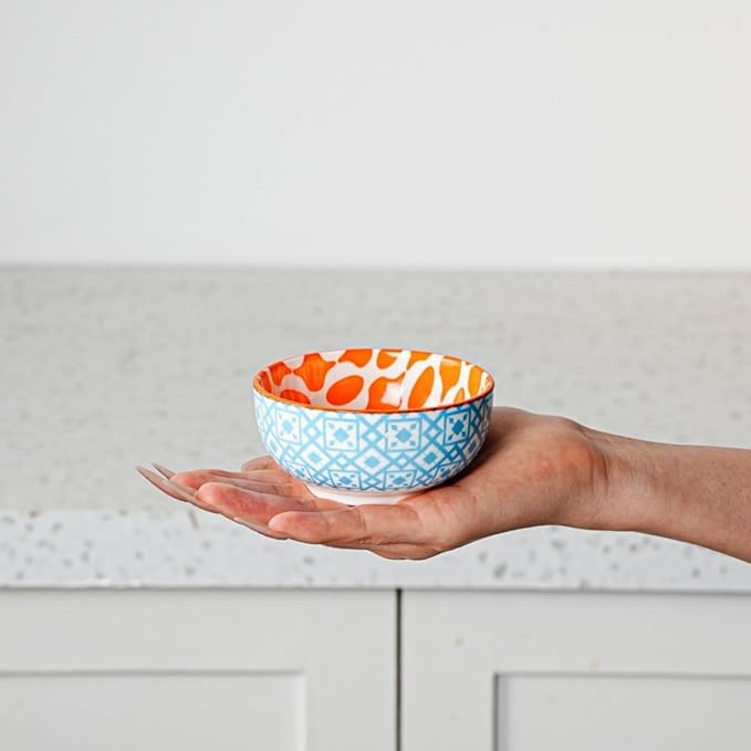 Ceramic Dipping Bowls Set - 4 Oz Small Dessert Bowl 3.5 Inch Porcelain Small Bowls for Side Dishes, Snack, Yogurt, Appetizer - Microwave Dishwasher Safe - Set of 6 - Assorted Colors