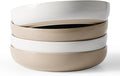 famiware Milkyway 33 oz Bowl Set, Pasta Bowls Set of 4, Salad Bowls, Double Reactive Glaze, Sturdy & Stackable, Ideal for Housewarming, Festivals, White & Cinnamon Brown