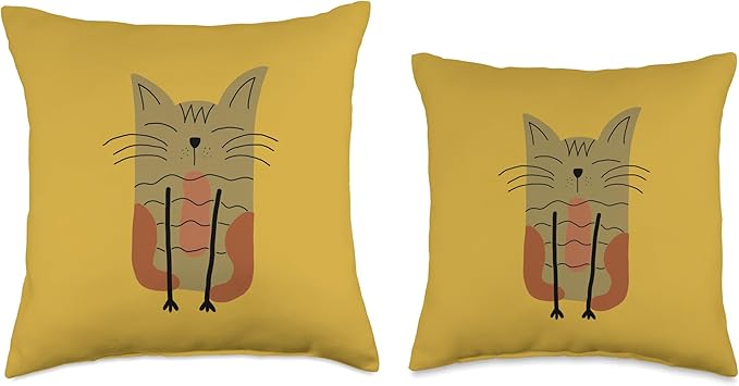 Cute Scandinavian Animals Designs Mom Scandinavian Lover Boho Cats Throw Pillow, 18x18, Multicolor