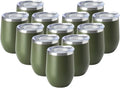 HASLE OUTFITTERS 12oz Wine Tumbler with Lid Stemless Wine Glasses Double Wall Vacuum Travel Mugs stainless steel Coffee Cup for Cold & Hot Drinks Wine Coffee Cocktails Beer 12 Pack Army Green