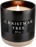 Sweet Water Decor Christmas Tree Soy Candle | Spruce, Pine Needles, Evergreen, Spearmint, Cinnamon and Cypress Scented Candles for Home | 12oz Black Stoneware Jar, 60+ Hour Burn Time, Made in The USA