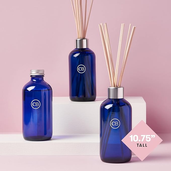 Capri Blue Volcano Reed Diffuser Set - Includes Reed Diffuser Sticks, Fragrance Oil, and Glass Bottle - Luxury Scented Room Fresheners - Cobalt Blue (8 fl oz)
