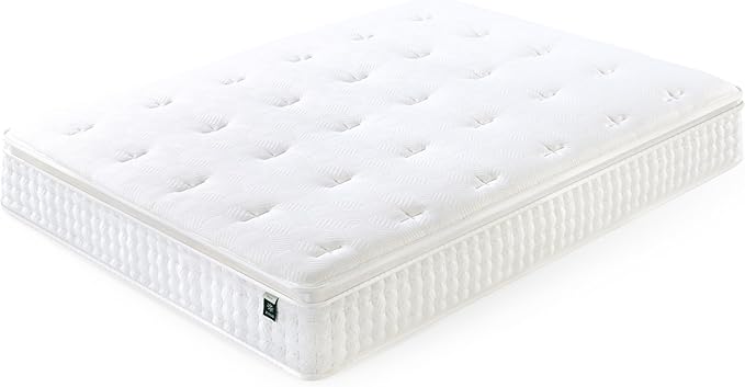 ZINUS 13 Inch Euro Top Pocket Spring Hybrid Mattress, Full, Pressure Relief, Pocket Innersprings for Motion Isolation, Mattress in A Box