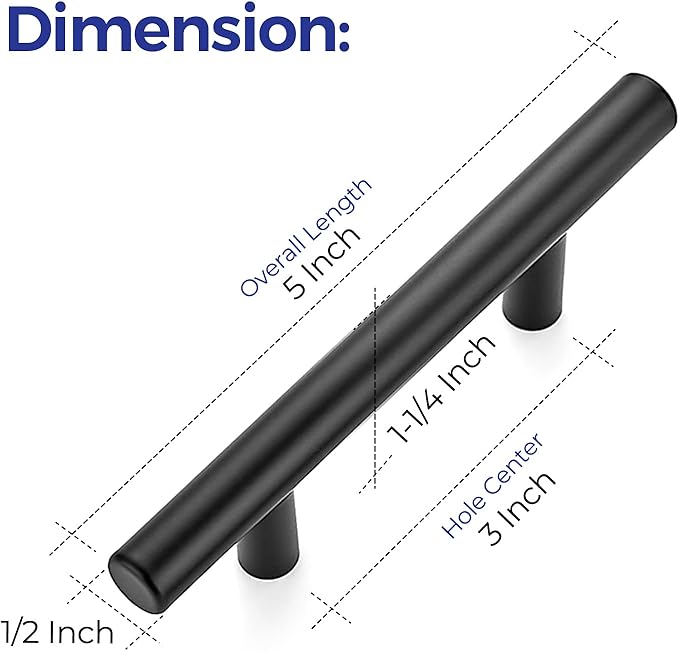 Ravinte 60 Pack | 5 Inch Cabinet Pulls Matte Black Stainless Steel Kitchen Drawer Pulls Cabinet Handles 5 Inch Length, 3 Inch Hole Center