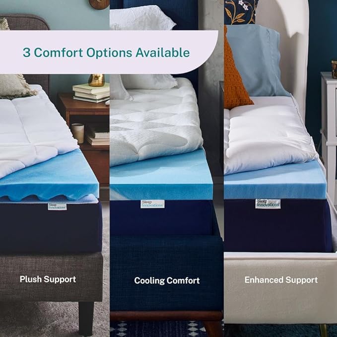 Sleep Innovations Dual Layer 4 Inch Memory Foam Mattress Topper, California King Size, Medium Support, 2 Inch Cooling Gel Memory Foam Plus 2 Inch Pillow Top Cover