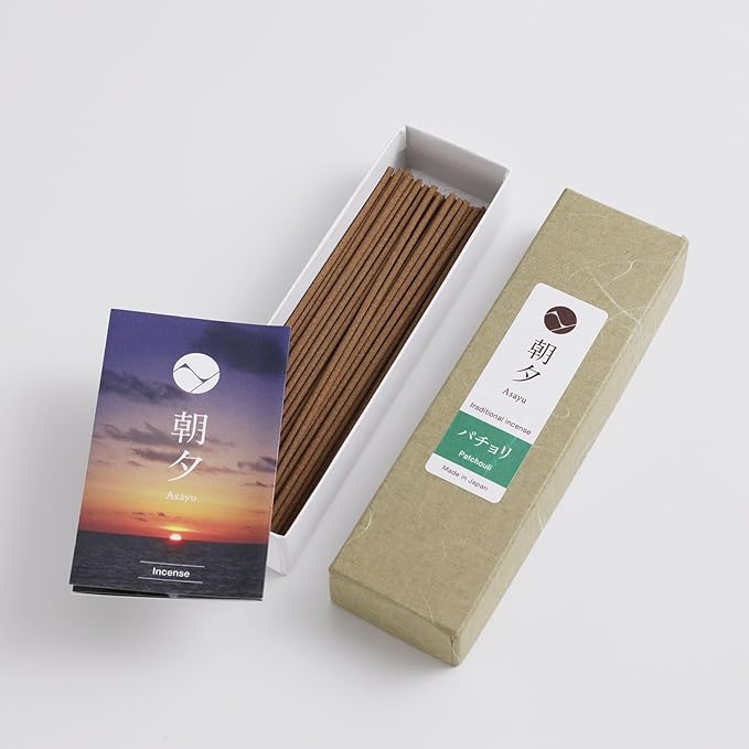 Asayu Japan Traditional Incense Sticks Patchouli Scent 20g (0.71oz) Sampler for Evening Meditation, Relax or Yoga, Made in Japan Quality