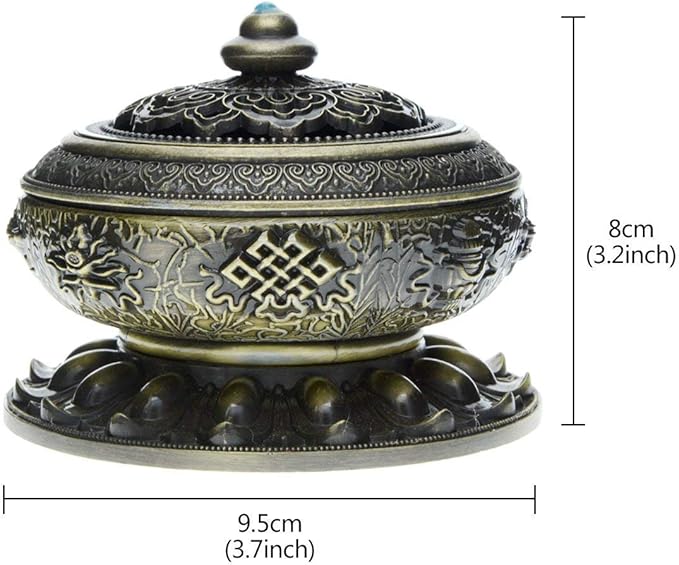 Saim Chinese Classic Style Incense Burner Alloy Metal Buddha Incense Holder Candle Censer - Buddhist Decor, Home Decoration - Small (Bronze)