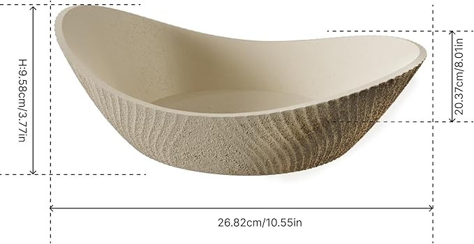 Concrete Fruit Bowl, Large Modern Meteorite Pattern Decorative Bowl for Kitchen Counter, Dining Table & Home Decor,Sturdy Centerpiece for Fruit, Keys, Candy, Unique Handmade Design (Beige, 10.6")