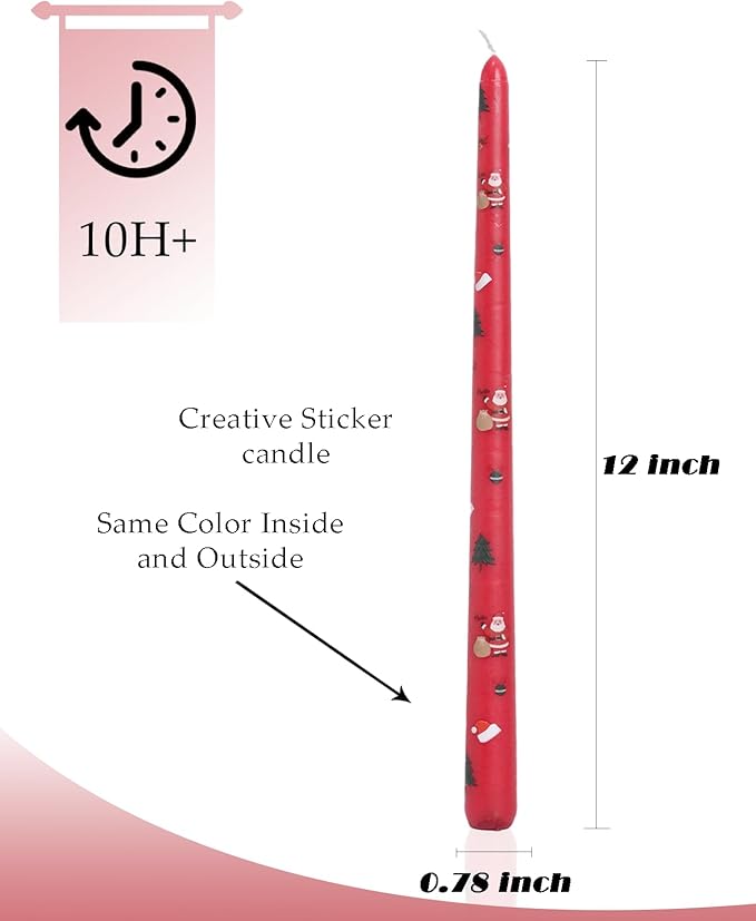 Tall Taper Candles Christmas Long Candlesticks 12 inch red Green Candle for Wedding Advent Home Decor Dinner Christmas，Set of 12,red Green