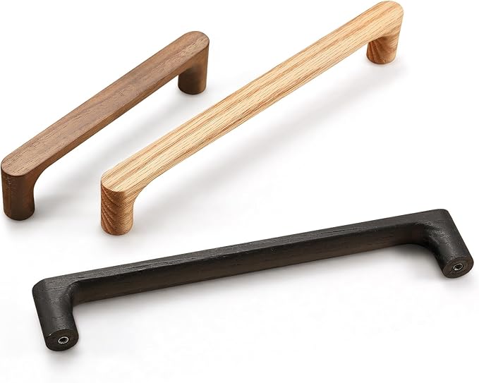 Black Round 7-1/2in 6 pcs Wooden Drawer Pulls Handle pulls for cabinets Kitchen Cabinet Drawer pulls Cabinet Door Pull