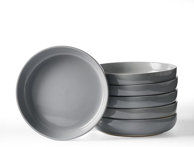 famiware Milkyway 33 oz Bowl Set, Pasta Bowls Set of 6, Salad Bowls Perfect for Your Friend for Housewarming, Thanksgiving, Christmas, Dark Gray